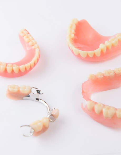 dentures on white background