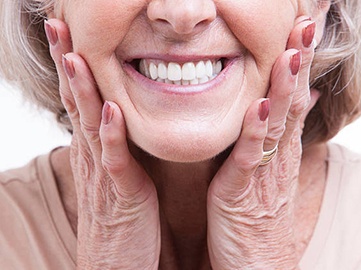 Close up of older woman’s mouth