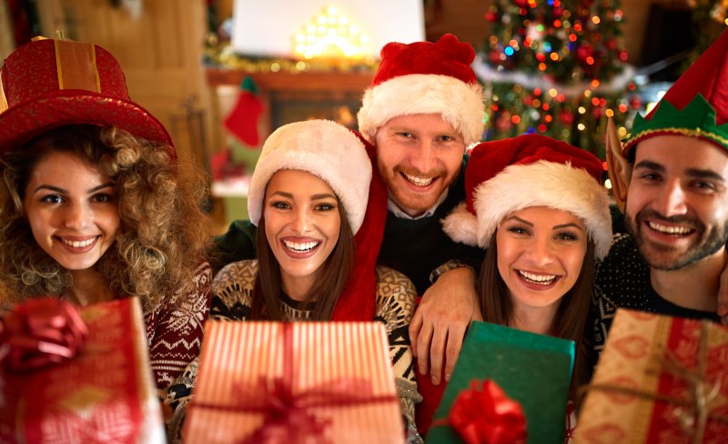 smiling family at holidays