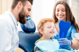 Young boy at dentist